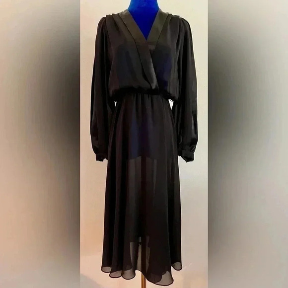 Vintage Ursula of Switzerland | Sheer Black Tuxedo Dress | Women’s 5/6 - Picture 4 of 8